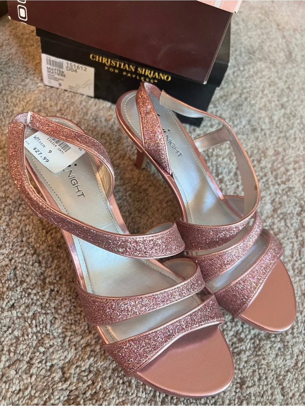FIONI Clothing Rose Gold Glitter Strappy Heels - Picture 2 of 3